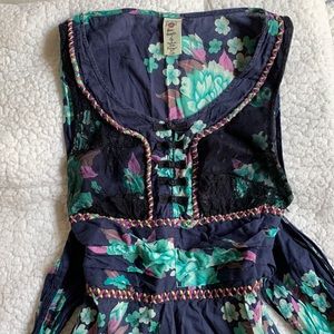 Free people floral lace bohemian blouse tank top